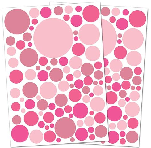 Punalu Kreis Set 176 Stück Wandtattoo für Babyzimmer Aufkleber Sticker Kreise Wandaufkleber Kinderzimmer Deko Punkte Dots Klebepunkte (rosa 2)
