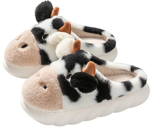 YILANLAN Ciabatte animali da donna Ciabatte di squalo Ciabatte di maiale Ciabatte invernali Ciabatte di cotone felpato per la casa (Black, 38)