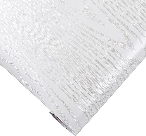 Hode Matt White Vinyl Wrap For Kitchen Cupboards Furniture, Wood Effect Sticky Back Plastic Roll, Worktop Vinyl Covering Furniture Stickers, Self Adhesive Wallpaper Contact Paper 40x1000cm