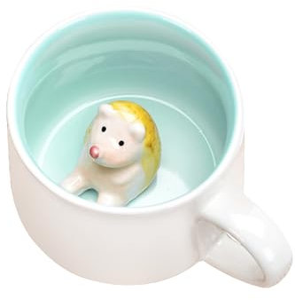 Soulnioi Cute Mug 3D Animal Ceramic Coffee Tea Cup with Handle, Handmade Animal Figurine Ceramics Cup for Coffee,Tea,Milk, Gift for Birthdays/Graduation/Valentines/Weddings (Hedgehog)