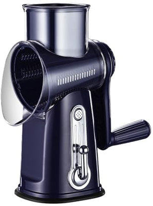 Rotary Cheese Grater, 5 in 1 Stainless Steel Handheld Kitchen Vegetable Slicer Tumbling Slicer for Fruits, Vegetables, Nuts