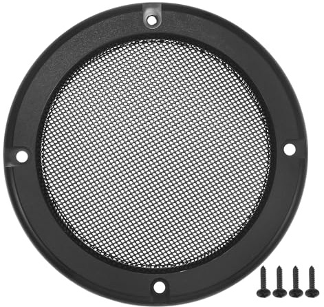 A ABSOPRO 4 Zoll Lautsprechergitter Schwarz 1 Stück Für Auto | Eisen, ABS, Für Heimkino, Marine, DIY, Schraubenabstand 108mm, Innen-Ø 90mm, Außen-Ø 124mm, Mit 4 Schrauben