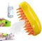 Katzenbürste mit Dampf, Katzenbürste mit Wasser, Steamy Cat Brush, 3-in-1-Dampfbürste für katzen, Katze Pflege Bürste Haustier Haar Entfernung Kamm für Katze und Hund (Gelb)