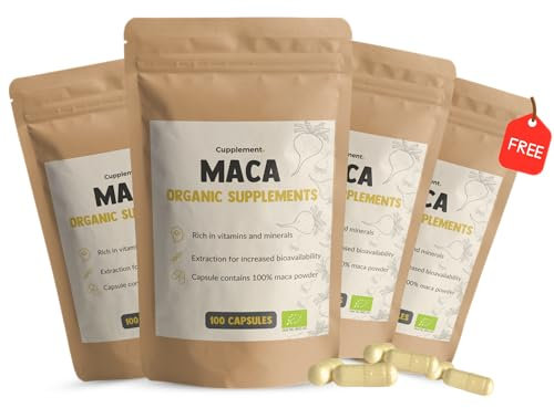 Cupplement 400 Maca Kapseln BIO Höchste Qualität 500 MG Pro Kapsel - Keine Pulver, Arginin, Tabletten, Extrakt, Schwarze Karotte - Superfood - Peru - Wurzel - Maka