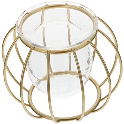 PRETYZOOM 2stücke Hydroponische Glasvase Mit Eisenständer Geometrischer Pflanzbehälter Für Grüne Pflanzen Dekovase Für Zuhause Büro Und Garten Stilvolle Tischdekoration Und Glas