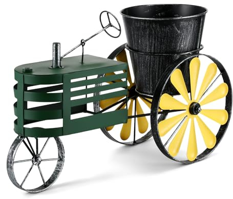 Yaocom 17 x 11 Metal Tractor Windmill Planter Decorative Tractor Flower Planter Outdoor Planters for Garden Backyard Lawn Deck Patio Ornament Decor Gift