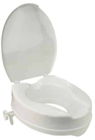 Stock-Fachmann® Toilettensitzerhöhung Smart In 5cm 10cm Oder 15cm Mit Deckel Oder Ohne Deckel WC Sitzerhöhung Toilette Senioren Toilettenaufsatz Senioren Farbe Weiß Belastbar 200kg (5 cm ohne Deckel)