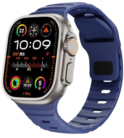 RYLIXAR Correa de Silicona Compatible con Apple Watch Ultra/Series 10/9/8/7/6/5/4/3/2/1/SE, 38-49mm, Deportiva (azul marino, 42mm/44mm/45mm/49mm/46mm(series10)
