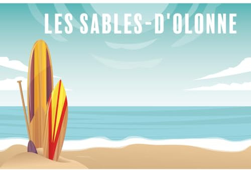 Ceanothe Tableau sur toile illustration surfs Sables-d'Olonne 45x65 cm Décoration Murale Art Décoratif Muraux Peinture Imprimée en HD Salon Chambre Bureau Bois de Forêt FSC Fabriqué en France