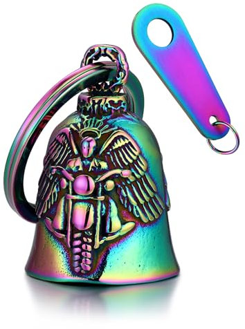 Bandmax Porte Clé Clochette Moto Porte Bonheur Multicolore, Cloche Moto Femme à Motif d'Ange Ailé, Guardian Bell