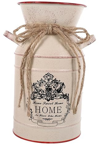 RORPOIR Vintage Milk Can Form Metallvase Rustikal Rustikale Blumentopf Blumenhalter Für Trockenblumen Pflanzkübel Balkondeko Wohnzimmertisch Dekoration
