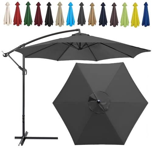 Auvent De Remplacement Pour Parasol, 2 M/2.7 M/300 CM, 6 Baleines/8 Baleines, Tissu De Rechange Pour Parasol, Toile De Rechange Pour Parasol Remplacez L'ancien Auvent Auvent De Rechange(Color:Gray,Siz