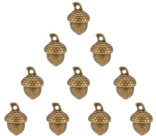 UNICRAFTALE 10 Stück Tibetische Anhänger 14,5 mm Lang Antikbronzelegierung Tibetischer Stil Eichelform Charm Loch 1,5 mm Für Frauen Und Männer Schmuckherstellung Basteln