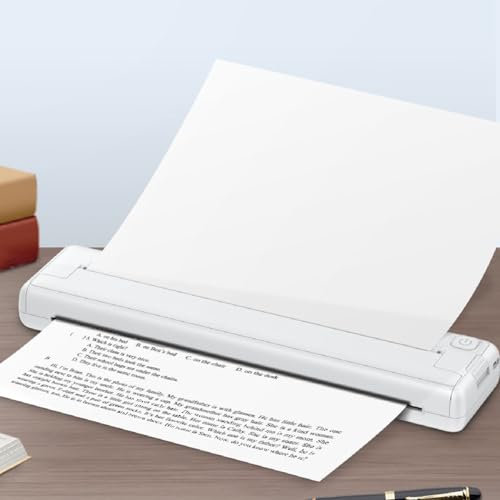 ciciglow Impresora Inalámbrica Portátil, Impresora Térmica Inalámbrica, Impresión sin Tinta, Impresora con Aplicación para el Hogar, Escuela, Soporte de Carga Tipo C, Carta de