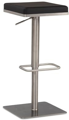 FineBuy Barhocker Schwarz Edelstahl mit Lehne, Tresenstuhl Drehbar