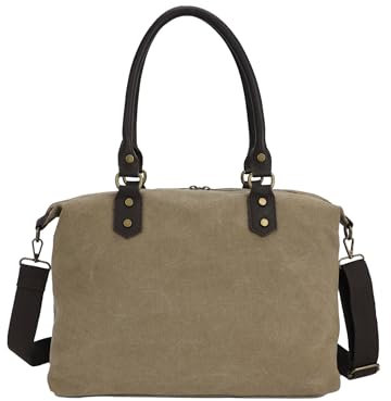 ALEXANDER MILANO Bolso de lona para mujer, hombre, niña, niño, organizador de viaje, con asa doble y correa larga (KHAKI)