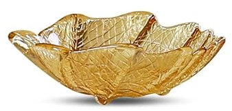 Piatto in vetro di cristallo a forma di foglia, per frutta, caramelle, noci, snack, vassoio per soggiorno, decorazione per la casa (oro, 20,6 x 18,5 x 5,6 cm)