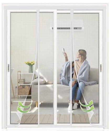 Mosquitera Magnética para Puerta, 140x265cm BlancoAnti Insectos, para Puertas de Madera, Hierro, Aluminio, No Requiere Taladrar, Apertura y Cierre Silencioso