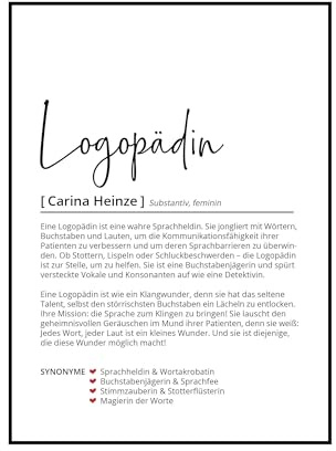 Logopäde Logopädin Definition Poster personalisiert, Sprachtherapeut | Geschenk Logopädie, Logopädiepraxis Deko, Wanddeko, Sprache, Wörter, Wörterbuch, Skandinavisch