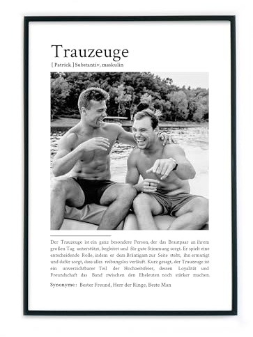 Trauzeuge Definition Poster mit Foto – Personalisiertes Geschenk für den Trauzeugen zum Geburtstag, Weihnachten. Liebevolle Worte & Foto hochladen, Danke sagen (Trauzeuge)
