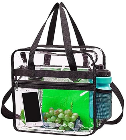 NLONLL Transparente Tasche Durchsichtige Tragetasche Umhängetasche PVC Clear Bib Bag Universität Sporttasche Stadion Zugelassen Wasserdicht Schultertasche Handtasche für Bibliothek (30 x 30 x 15 cm)