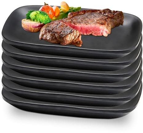 WANDGU 6 piatti da dessert: piatti mezzi neri 15,5 x 9 x 2 cm, piatti rettangolari opachi per carne, antipasti, sushi, piatti ecc