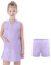 Bezioner Vestito Tennis Ragazze Abito Golf Cerniera Abito Sportivi con Pantaloncini e 4 Tasche Abbigliamento da Padel Bambini Viola 140