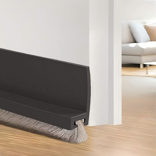 Vingspina 100cm Nero Paraspifferi per Porte, Guarnizione per Porta per Protezione da Suoni, Freddo, Umidità e Insetti in Silicone, Guarnizione a Spazzola per Porte, (black)