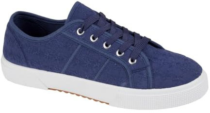 Ladies Floral Trainers Shoes Plimsoll Sneakers Lace Up Womens Canvas Pumps Sizes (Navy, UK Footwear Size System, Adult, Women, Numeric, Medium, 7)