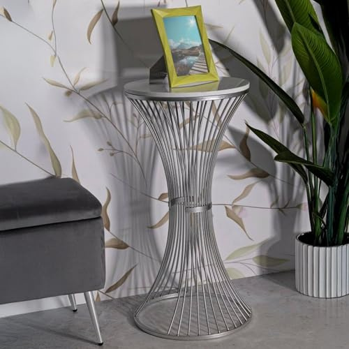 Dmora Sitnica Couchtisch 40x40x79h cm, Silber, Rund