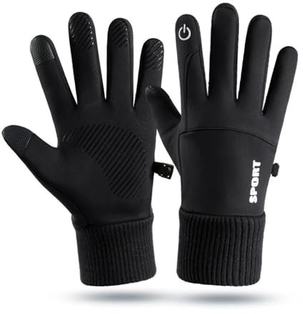 pipisweet Wasserdichte Winterhandschuhe für Herren, winddicht, Sport, Angeln, Touchscreen, Fahren, Motorrad, Skifahren, rutschfest, warm, Radfahren, Damenhandschuhe (Schwarz, XL)