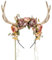 MOSTORY Woodland Flower Antlers Stirnband - Fee Rentier Kopfschmuck mit Reben für Wald Renaissance Kostüm Damen, Floral Hirsch Geweih Stirnband für Renfaire Zubehör Cosplay Halloween