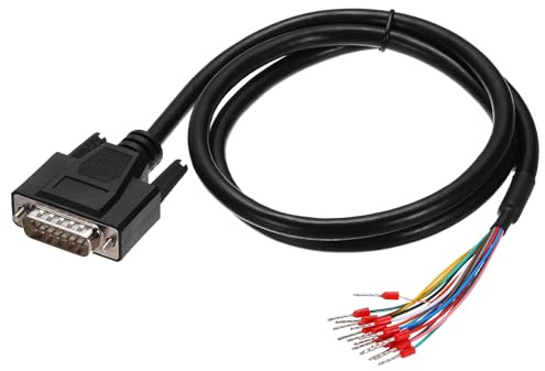 QUARKZMAN DB15 RS232 Seriell Kabel 15 Pin 26AWG mit Verdrahtungsklemmen | DB15 Stecker auf Blankdraht offenes Ende, Doppelt Geschirmt, Für Datenkommunikation, 1 Meter