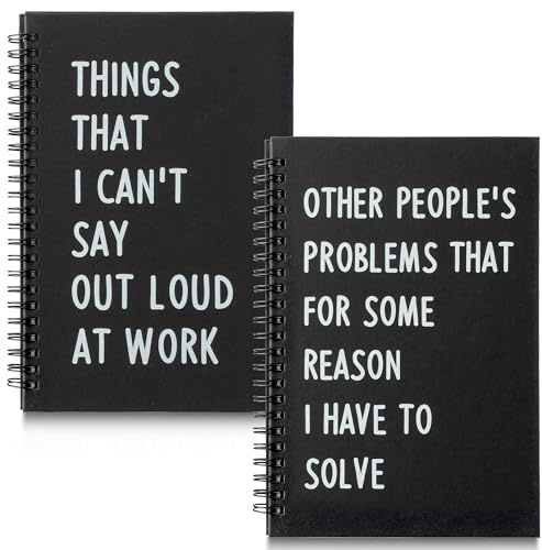 GioXtra Lustiges Büro-Notizbuch – 2 Stück, Solve Things, humorvolles Arbeitszitat, A5, Spiralnotizbuch, Hardcover, Tagebuch, Notizblock für Büro, Kollegen, weißer Elefant, Geschenk, College