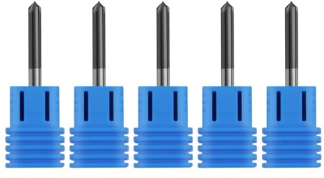 Zorqon 5Pcs 1/8 Solid Carbide End Mills, AlTiN Coating, 4 Flute, Chamfer End Mill for Steel, Single End End Mill Bits, 90° Chamfer Angle, 1/8 Shank Diameter