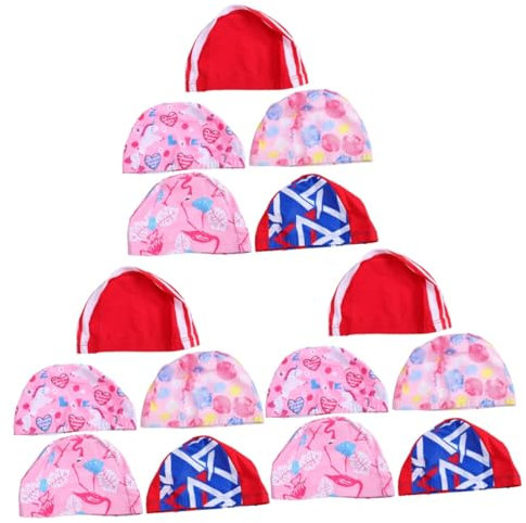 UPKOCH 3 Set Cuffia Da Nuoto Per Piscina Cuffia Da Nuoto Uv Capo Da Bagno Impermeabile Cappello Da Bagno in Tessuto Cappelli Nuotatori Lungo Tessuto Poliestere 5 Pezzi*3