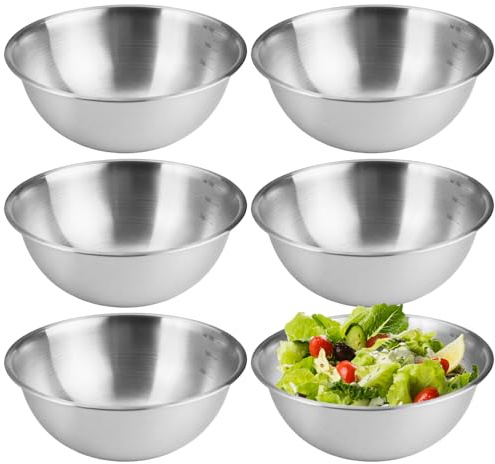 Zykra Bol en Acier Inoxydable Ø 17 cm, 6 Pièces, avec Échelle Graduée | Empilables, Lavables au Lave-Vaisselle, Pour Salade, Snacks, Pâte