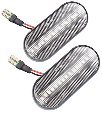2Pcs LED Side Wing Indicator Repeater Sequential Turn Signal Light Compatible with VW Amarok Golf Jetta MK4 GTI Transporter T5, Replacement for Ford Fiesta Focus (Clear Lens)