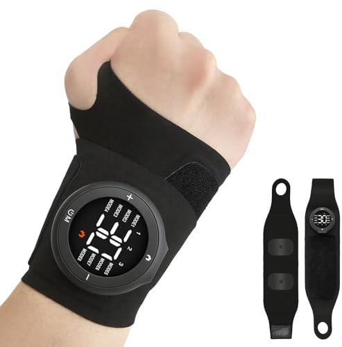 EMS & TENS Handgelenk Massagegerät mit Wärme, Kabelloses Wiederaufladbares Handmassagegerät, Linderung bei Karpaltunnelsyndrom, Sehnenscheidenentzündung und Arthritis, für linke/rechte Hand, Schwarz