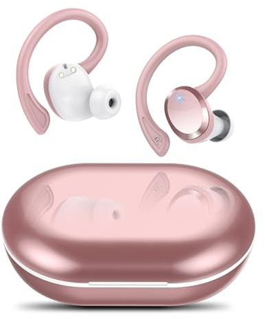Auriculares Inalambricos Deportivos, Bluetooth 5.4 con HD Micrófono HiFi Estéreo Pantalla LED, 54H de Reproducción con Cancelacion Ruido ENC, IP7 Impermeable Cascos Inalambricos, Ajuste Cómodo
