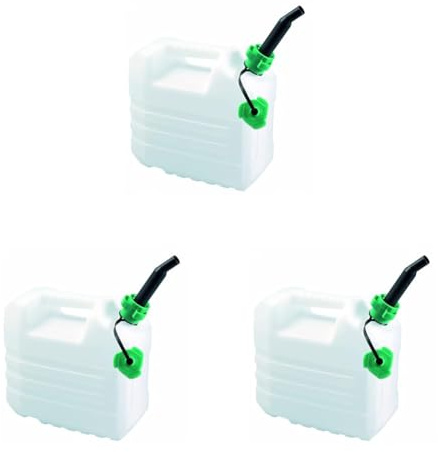 EDA - Bidon à Eau 10 L - avec Bec Verseur Logé dans le Jerrican - Certifié Contact Alimentaire - 32,1 x 17,8 x 30,1 cm - Naturel (Lot de 3)