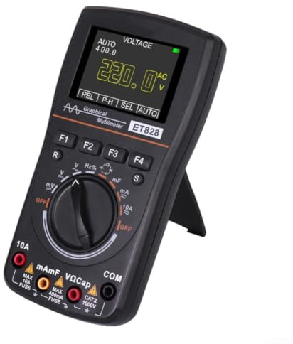 Osciloscopio digital ET828, multímetro de frecuencia de muestreo de ancho de banda de 1MHz 2.5Msps, almacenamiento de datos de pantalla 320x240
