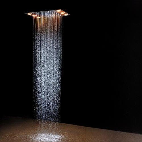 GOWE Bathroom Accessories Shower LED Multi Color Remote Control Electric Shower Recessed Ceiling Thermostatic Shower Mixer Set