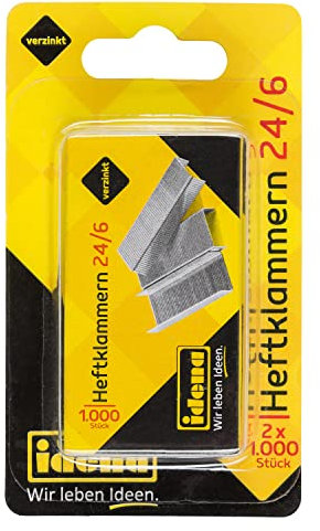 Idena 12091 - Agrafes, taille 24/6, 2 x 1.000 pièces, galvanisées