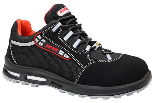 ELTEN Sicherheitsschuhe SENEX XXT ESD S3, Herren, Textil, Kunststoffkappe (leichter als Stahlkappe), leicht, sportlich, Schwarz/Rot, Größe: 45