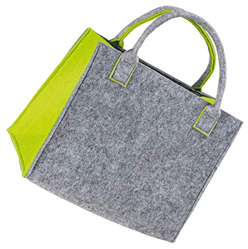 LaFiore24 Hochwertige Filztasche Einkaufstasche Damen Shopper Handtasche Henkeltasche Festivalbag hell grau-grün