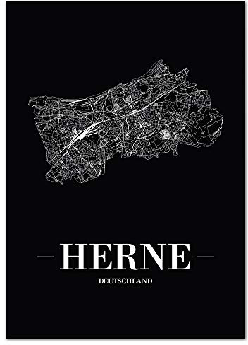 JUNIWORDS Stadtposter - Wähle Deine Stadt - Herne - 21 x 30 cm Poster - Schrift A - Schwarz