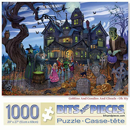 Bits and Pieces - 1000 Teile Puzzle für Erwachsene - Goblins and Goodies and Ghouls - Oh My - 1000 Teile Spukhaus Halloween Trick or Treat Puzzle vom Künstler K. Sean Sulivan