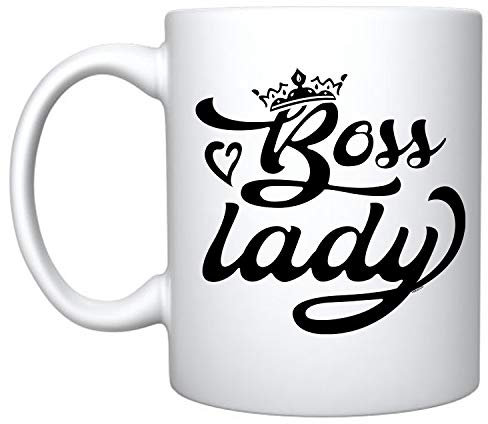 Veracco Tazza da caffè in ceramica bianca Boss Lady Regali divertenti per la festa della mamma compleanno