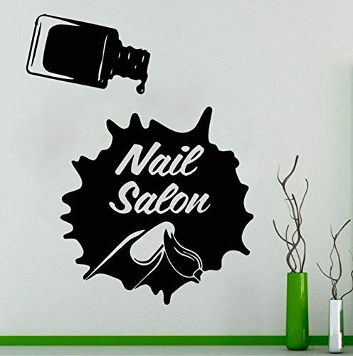 Nagel Salon Wandtattoo Schönheitssalon Frau Nagellack Lack Spritzfarbe Art Deco Maniküre Design Vinyl Fensteraufkleber 57X72 Cm